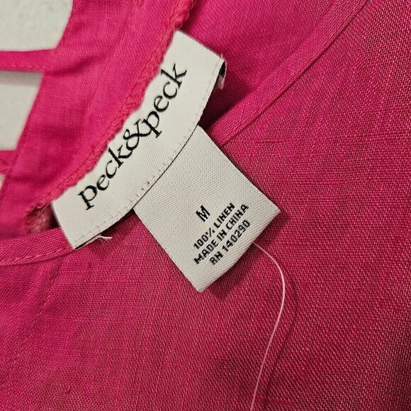 PECK & PECK Women's 100% Linen Pullover Hot Pink Casual Top Size M - Picture 6 of 7